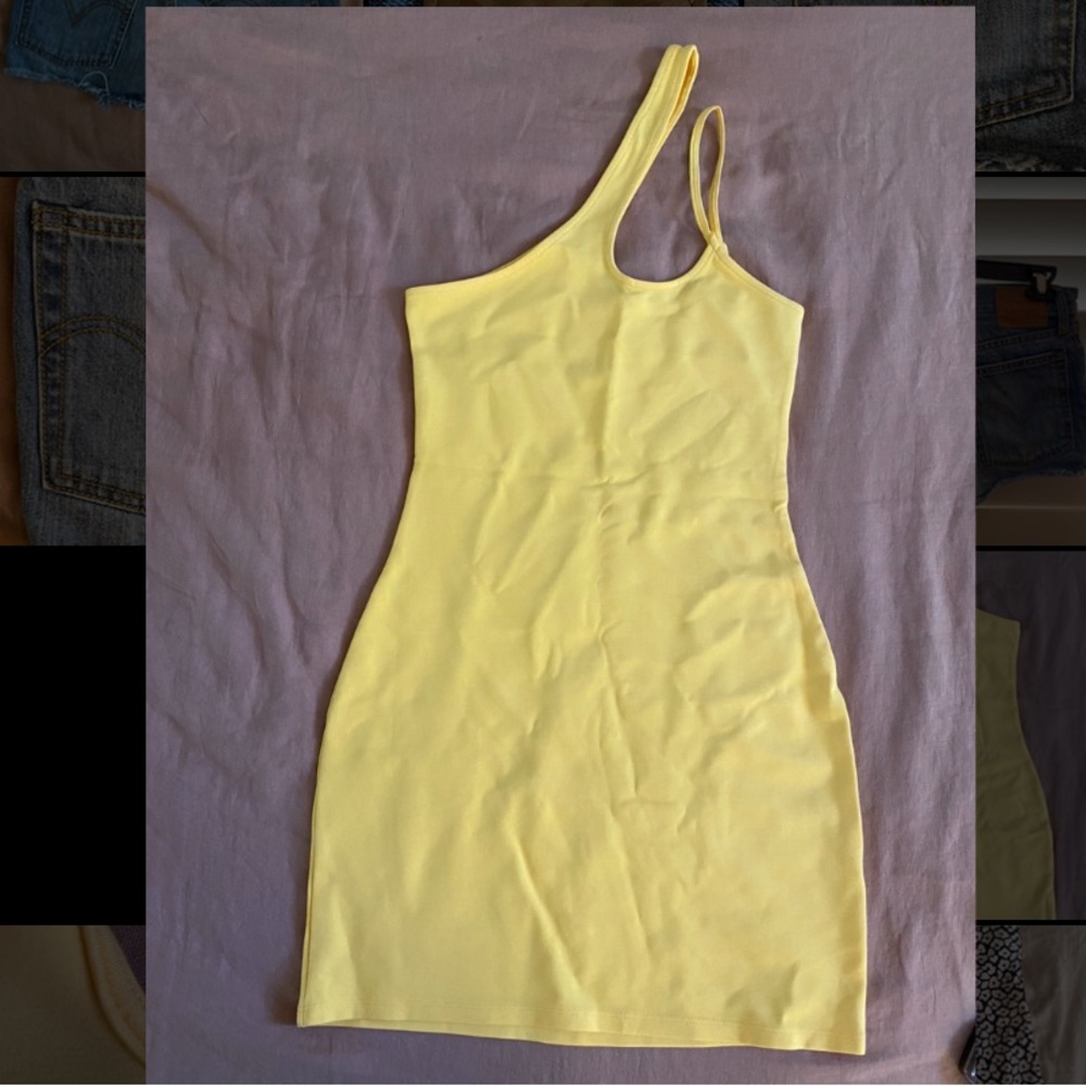 NWOT A&F yellow bodycon dress with cut-outs